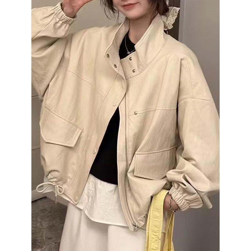 Women's Petite Retro American-Style PU Leather Jacket - Age-Reducing, Autumn 2025 Fashion