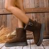 Fur integrated thick-soled snow boots women's winter 2025 new warm velvet thickened bread Northeast large cotton shoes