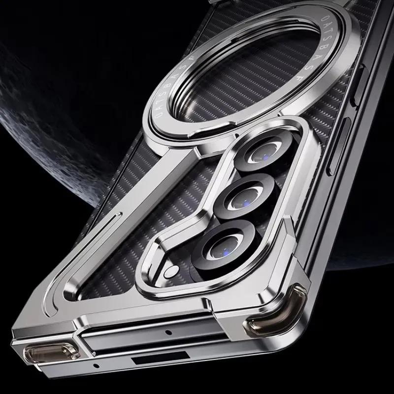 Coque Métallique en Z Magsafe pour Samsung Galaxy Z Fold 6 5 S25Ultra Alliage d'Aluminium Support Magnétique Rotatif Couverture de Sécurité