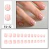 Reusable Press-On Nails Short Square French Style With Plaid Gel Glue Or Jelly Adhesive Women