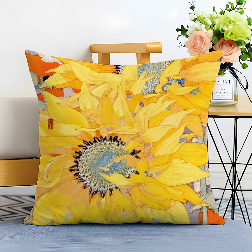

Simple Sunshine Sunflower Art Pillow Case Printed Brushed Fleece Pillow Baby Skin-Touch Eco-Friendly Dye-Sublimat 12x12Inch