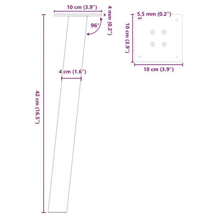 VidaXL Coffee Table Legs 4 Pieces White 42 Cm Steel 4012489