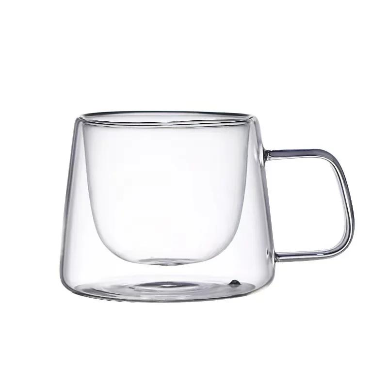 Double Wall Glass Transparent Heat-resistant Espresso Coffee Cup Diamond Shape Household Breakfast Milk Juice Tea Cups Drinkware
