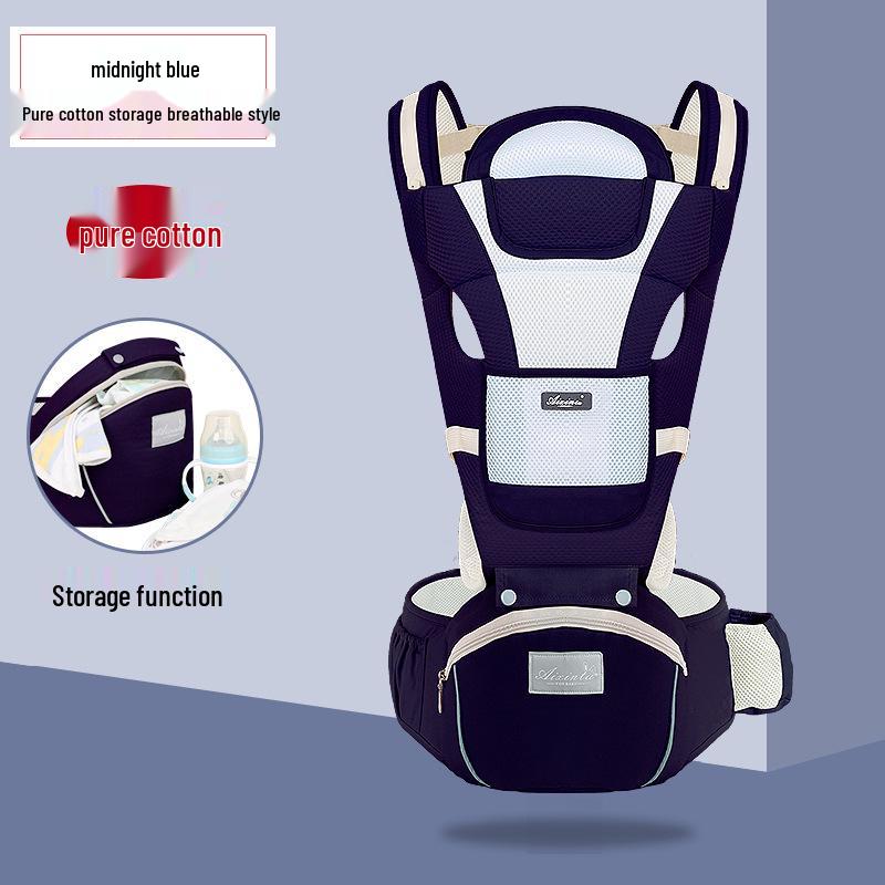 Foldable Baby Carrier Waist Stool: Dual-Use, Breathable & Portable, Front and Back Double Shoulder Baby Holder.