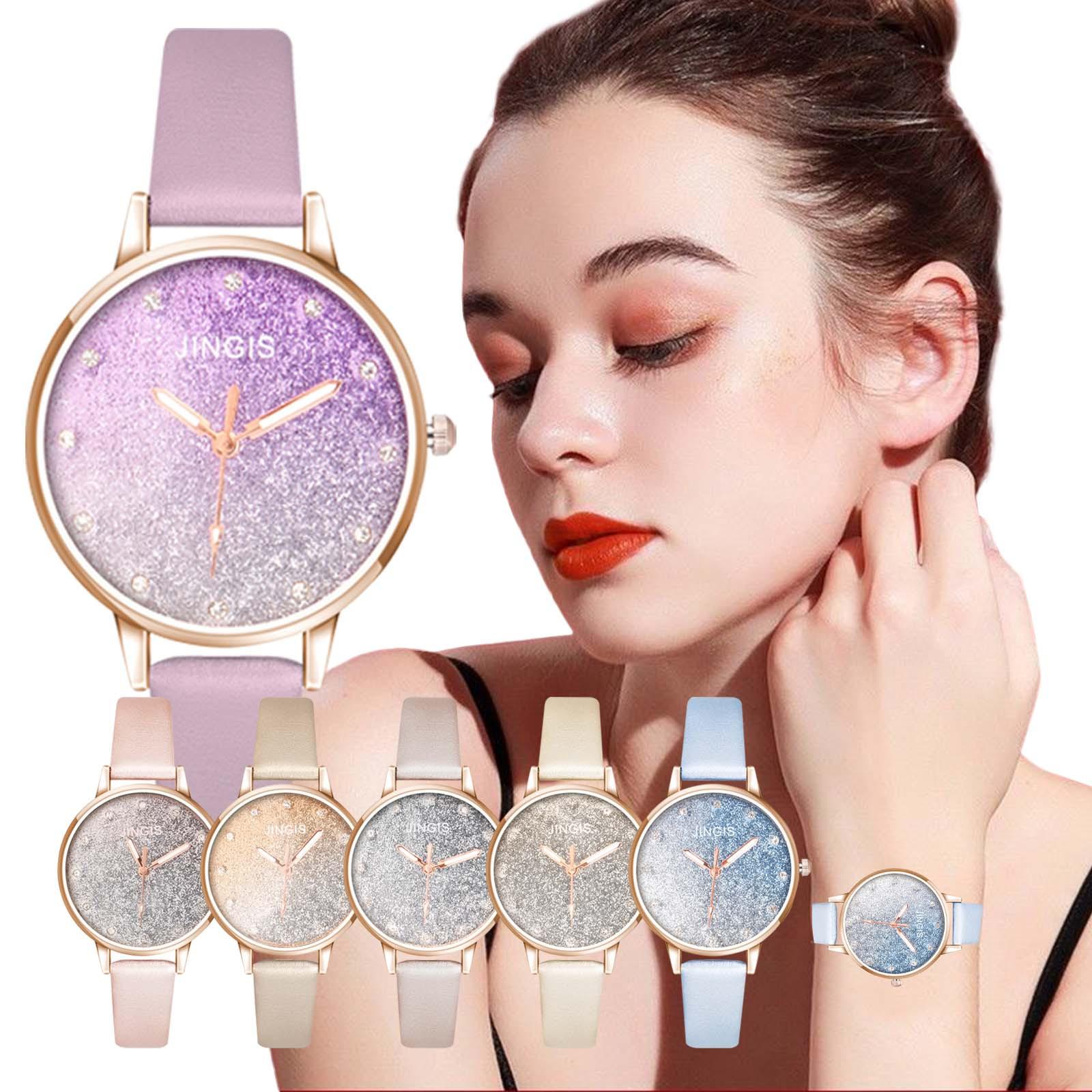 

Women Quartz Watch Dial Leather Strap Lady Candy Color