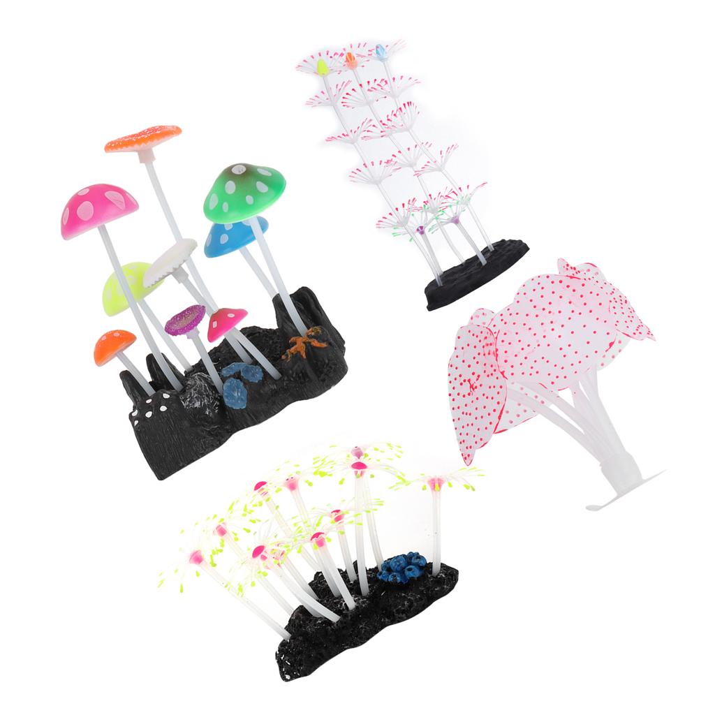 Aquarium Dekorationsset Leuchtende Silikon-Korallendekoration Leuchtende Aquarium-Korallenornamente