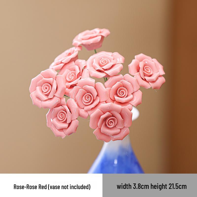 Traditional Jingdezhen Peony Ceramic Vase - Eternal Flower Simulation Decoration
