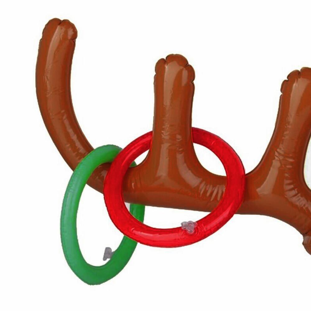 5pcs/lot Santa Funny Reindeer Antler Christmas Toy Children Kids Headgear Inflatable Hat Ring Toss Christmas Supplies Toy