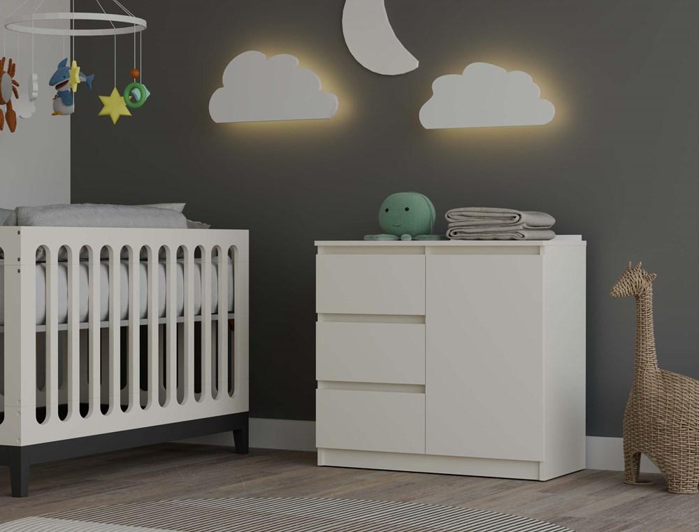 Cómoda 1D3S Armario 1 Puerta 3 Cajones Para Sala de Estar Dormitorio Cachemira Beige