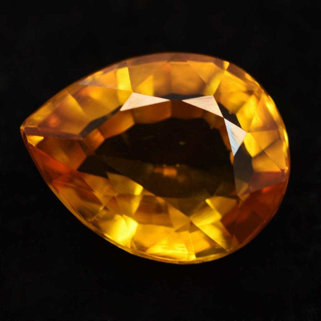 Natural Yellow Sapphire Loose Gemstone 10.84 Ct Pear Shape September Birthstone for Gem Collections