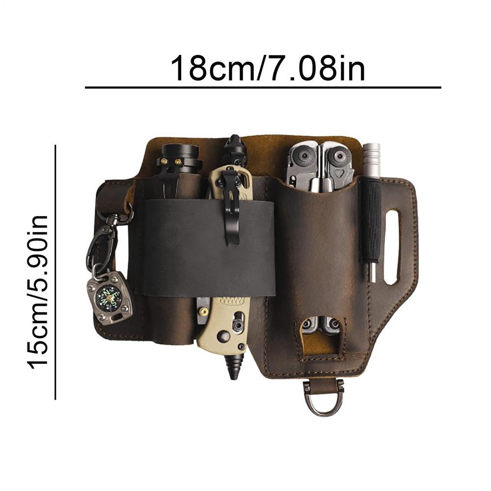 EDCs Organizer Sheath Leather EDCs Tool Holster MultitoolSheath High Capacity Cowhide Holster Holster For Knives Car Key