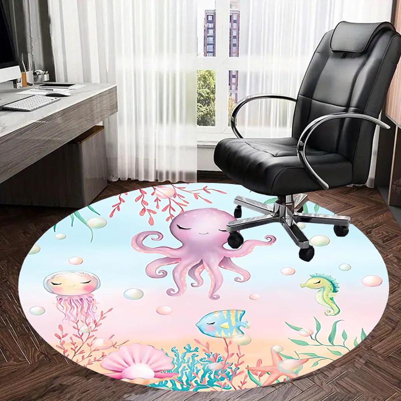 1PC octopus seahorse Non-Slip Floor Round carpet, Office, family, bedroom, Large Area Rug Indoor Rugs,  Durable Polyester-Z0406