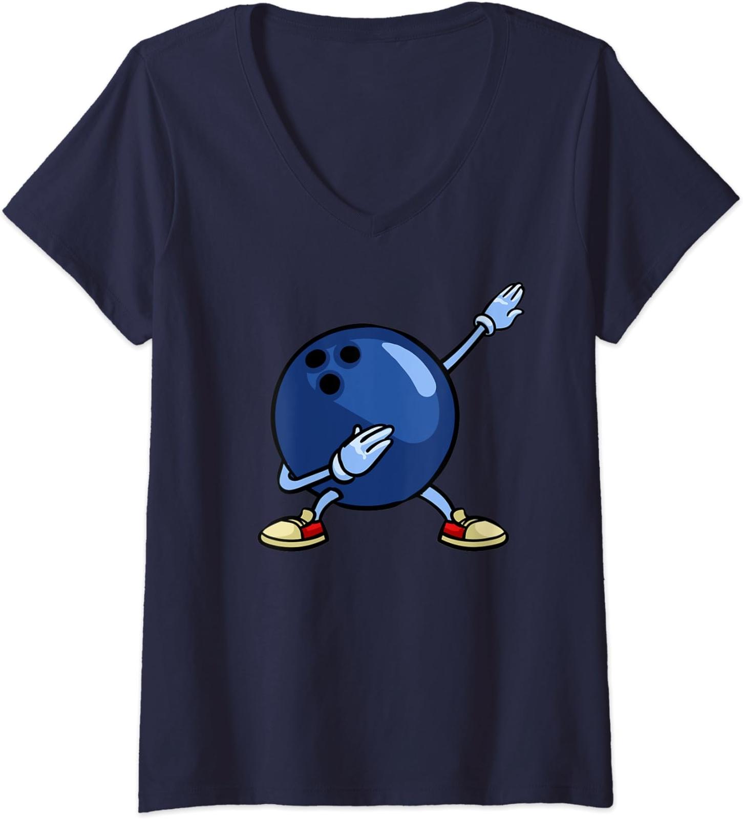 Bowling Ball Gift Pin Funny Fun Bowling Players Gift Ladies V-Neck Tshirt S разноцветный