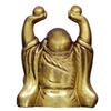 Vintage Lachende Buddha Statue aus massivem Messingmetall: Bote des Wissens und des Reichtums - Als Heimdeko-Prunkstück für Feng-Shui verwenden, Goldene Oberfläche