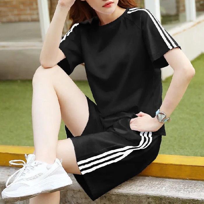 Large Size Fat MM Sports Suit for Women New Korean Style Summer Loose Shorts Two-piece Set
