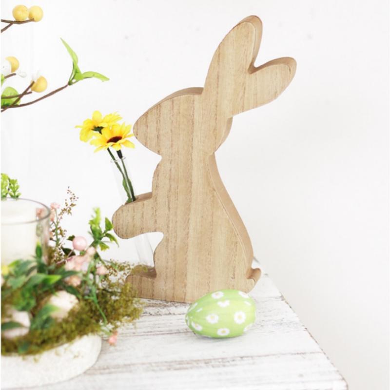 Easter Rabbit Wooden Small Vase Dried Flowers Table Decoration Living Room Office Decoration Home Decor Flower Arrangement Ware