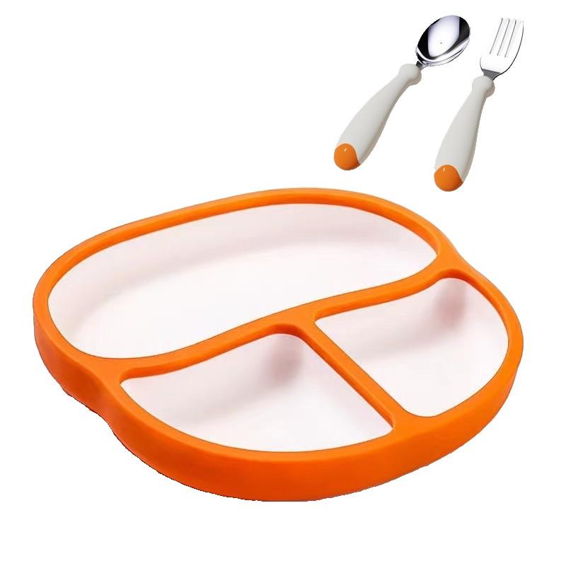 

Силиконовая обеденная тарелка, набор ложка и вилка, детская ложка, самостоятельное питание, детская вилка и ложка One Size оранжевый