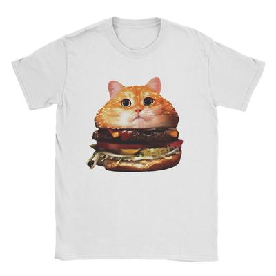 Men T Shirt Hamburger for Cats Shop T-Shirts Trendy Cool  Summer Tees Vintage Custom DIY Pure Cotton Clothes Birthday Gift