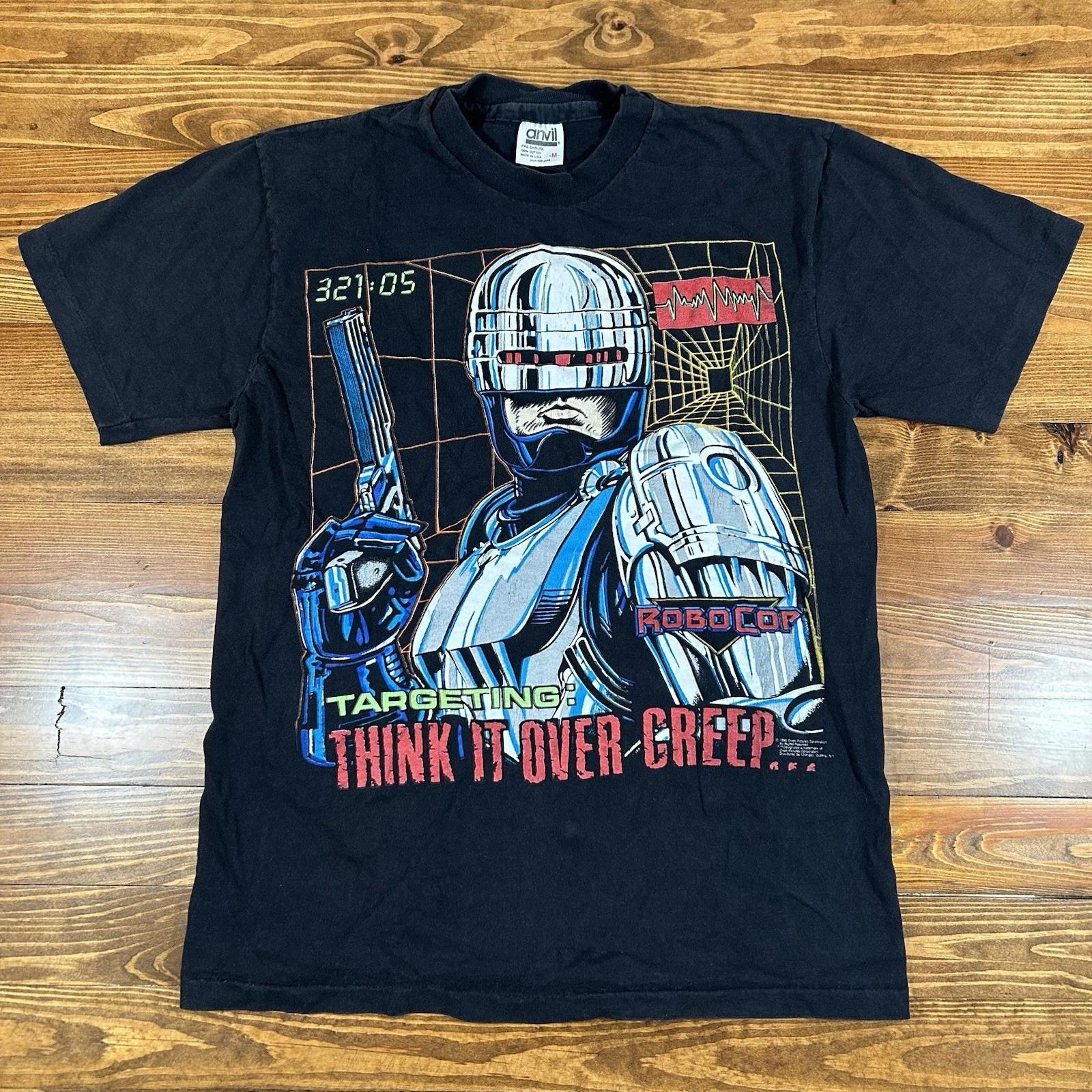 Vintage 1990 Orion RoboCop Targeting Think It Over Creep Movie Promo T-shirt M 4XL