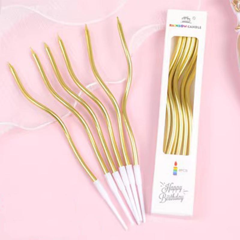 Candle Party Event  6pcs Curved Cake Candles  Original Birthday Wedding Decoration Festive Supplies
