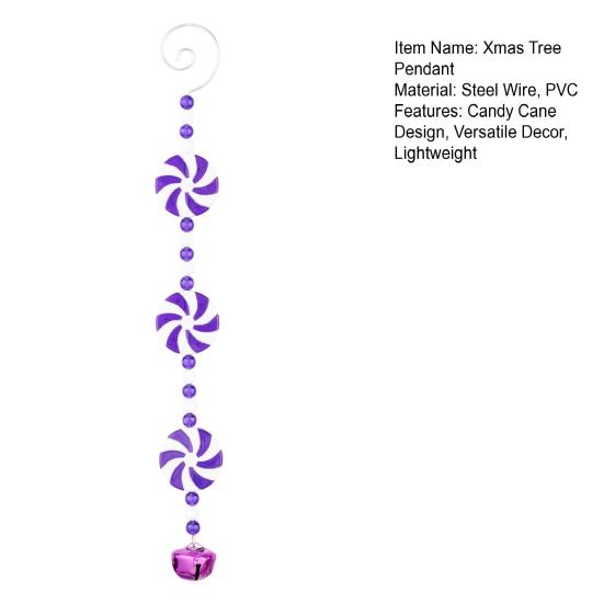 Yousheng Christmas Tree Pendant Red White Candy Cane Design Hanging Pendant with Bells Candy Bars Beads Christmas Party Decoration