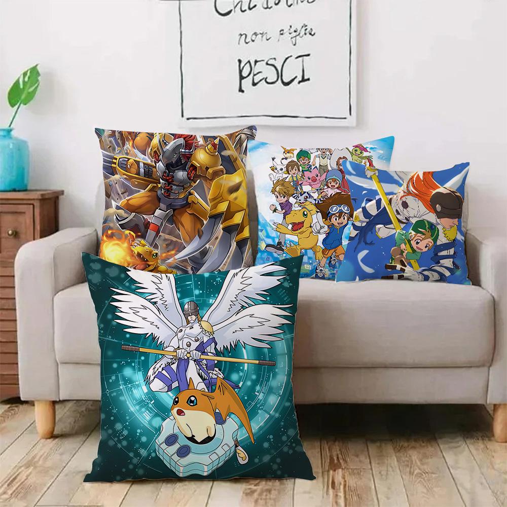 Anime For D-Digimons Pillow Covers Cartoon Sofa Decorative Home Double-sided Printing Short Plush Cute Cushion Cover