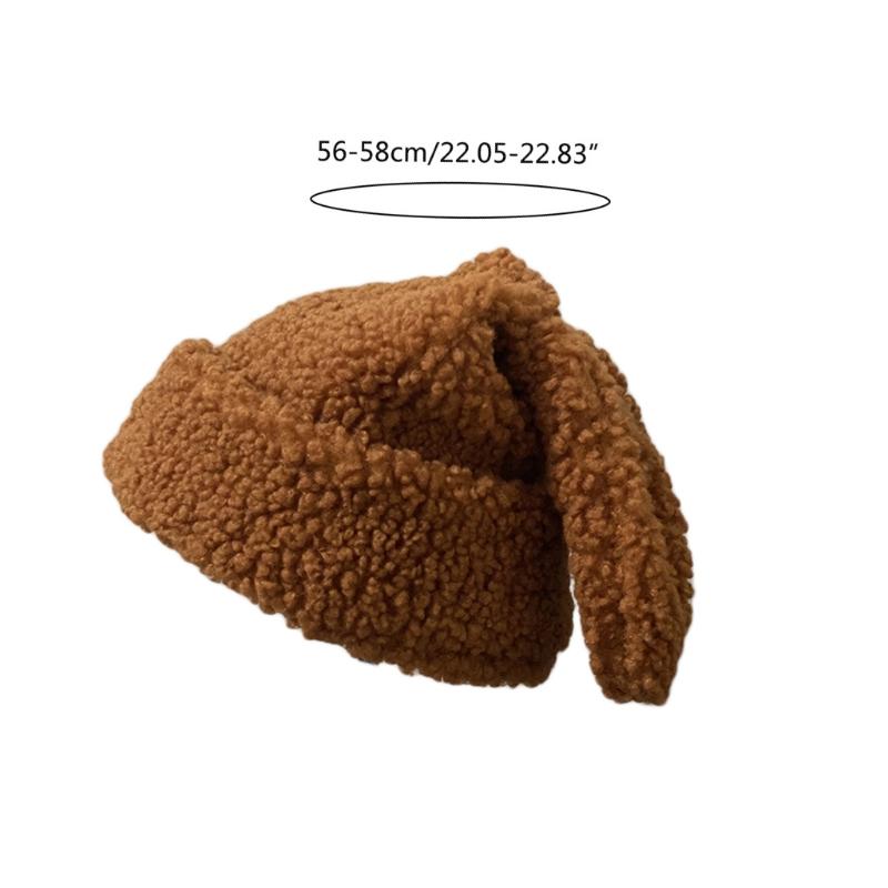 Solid Color Rabbit Ears Knitted Hat Funny Knit Hat Woolen Hat Fashion Trendy Wild Pile Hat Ear for Protection Windproof