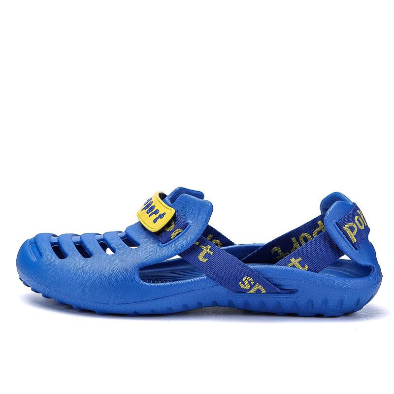 

Пляжная обувь для ходьбы по лужам, лето 2025, новые мужские туфли, дышащие, индивидуальные, для студентов, повседневные, универсальные, классные тапочки 44 темно-синий