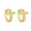 Korean Style Rhinestone Cross Hoop Earrings - Women's Fashionable Minimalist Studs