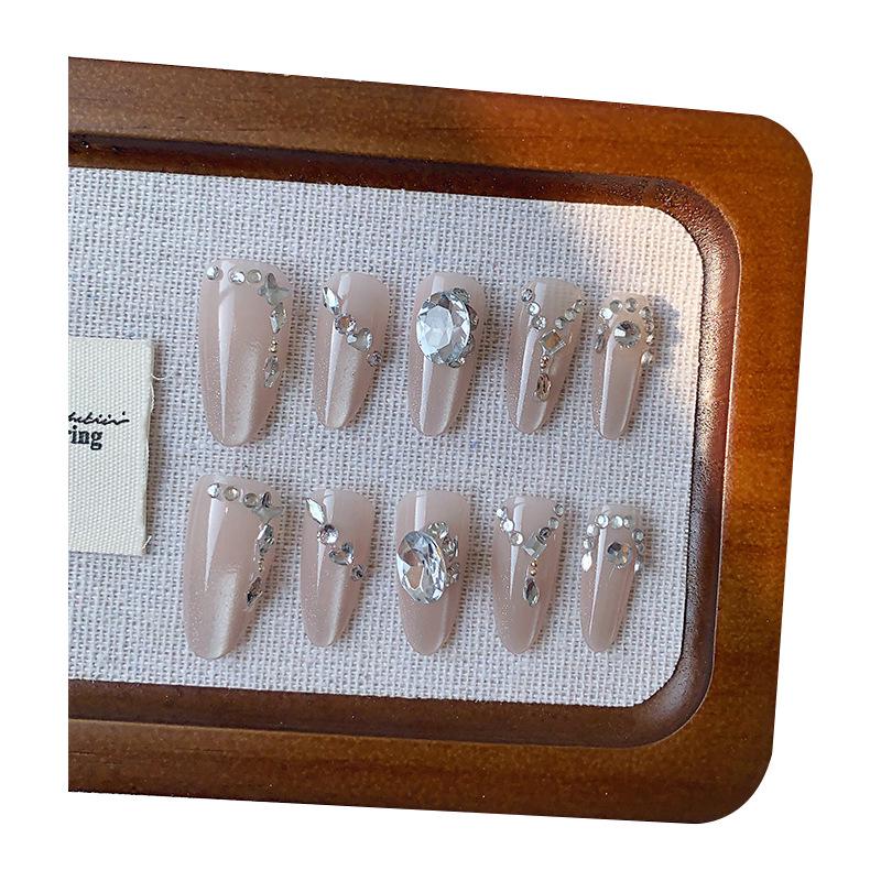 Rhinestone Luxury Oval Nail Tips 2026: Long, Sexy, Handmade, Detachable