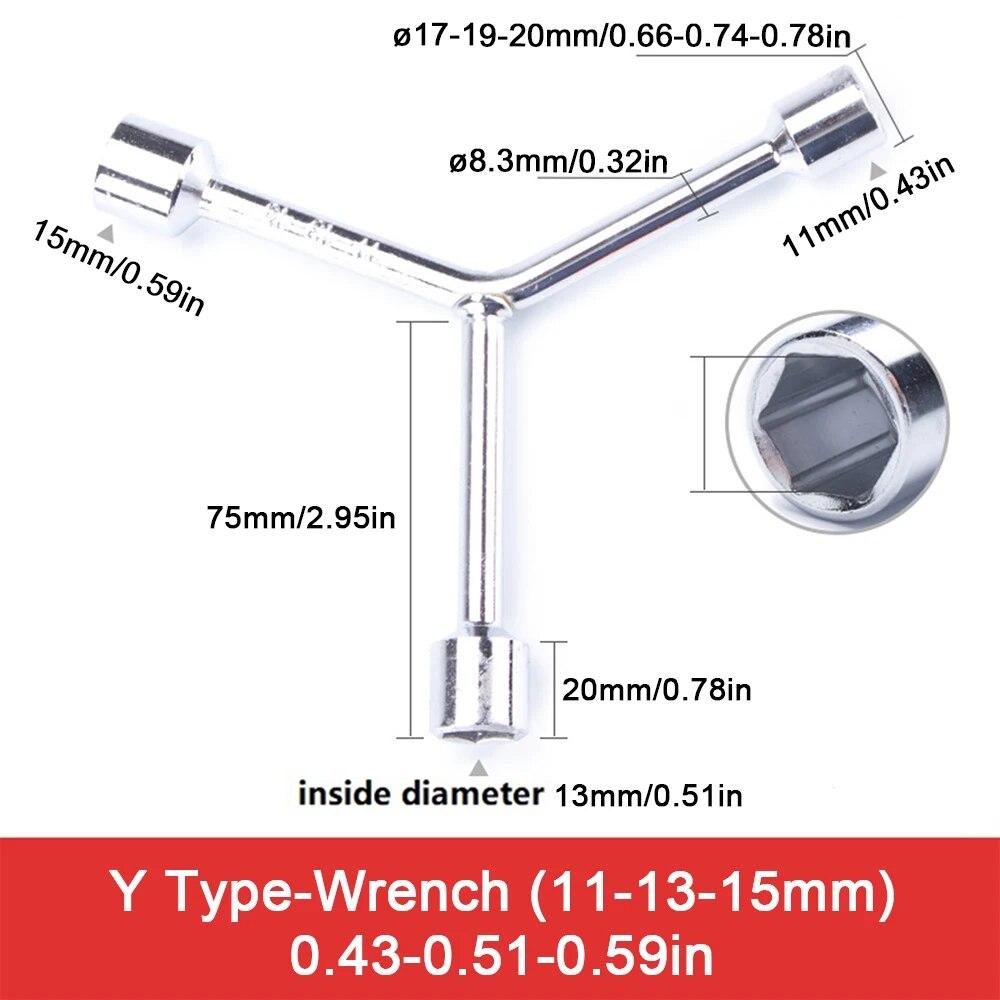 8 10 12mm High Quality Y Type Socket Wrench Bicycle Bike Y Wrench Sockets Multi-Standard Chrome Vanadium Steel Socket Wrench Set