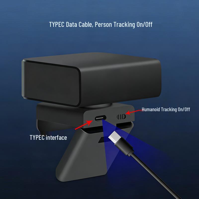 AI Smart Camera with Humanoid Tracking for Video Conferencing and Live Streaming, Includes Microphone