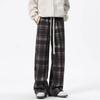American Retro Plaid Pants Men's Spring Heavy Loose Wide-leg Mopping Trousers Trendy Brand Versatile Straight Casual Pants