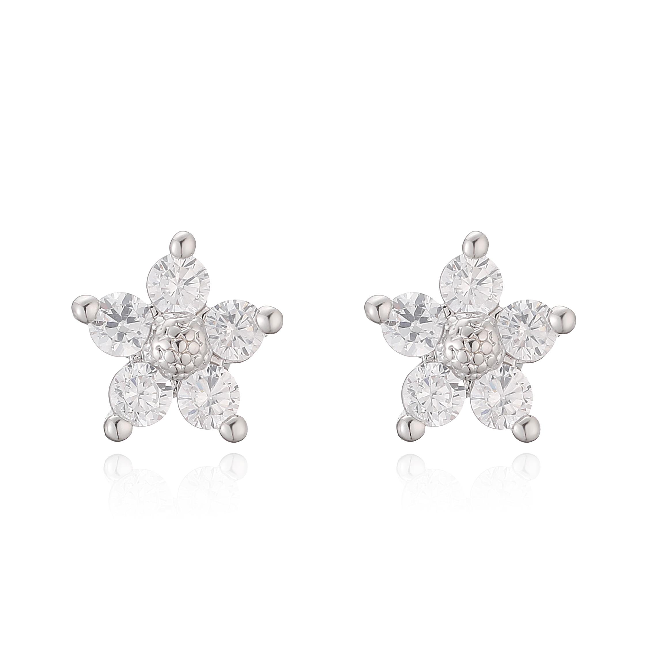 

HECHENG,French-Style Delicate Minimalist Floral Romantic Zirconia Stud Earrings for Women - 1 Pair of Banquet Zircon Other