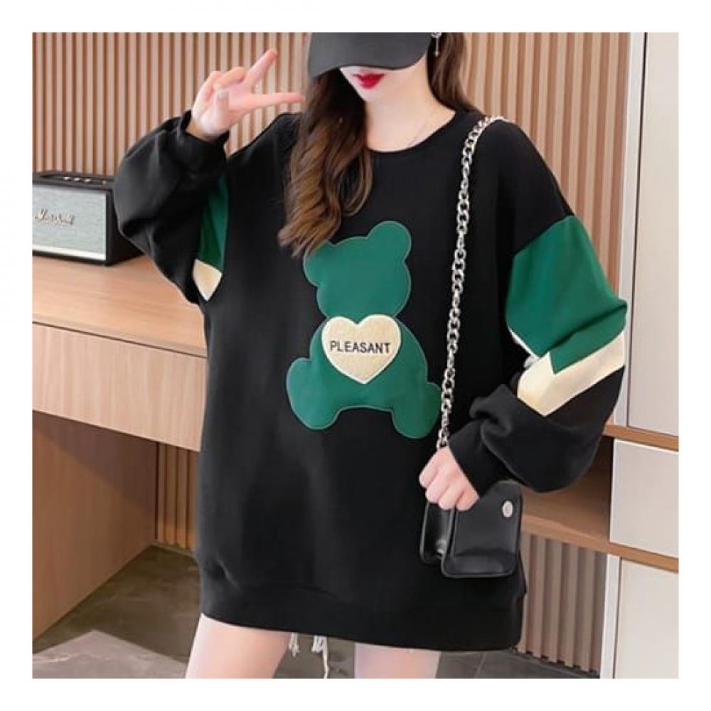 Navava Casual Bear Colorblock Long Sleeve Sweatshirt Nt1296