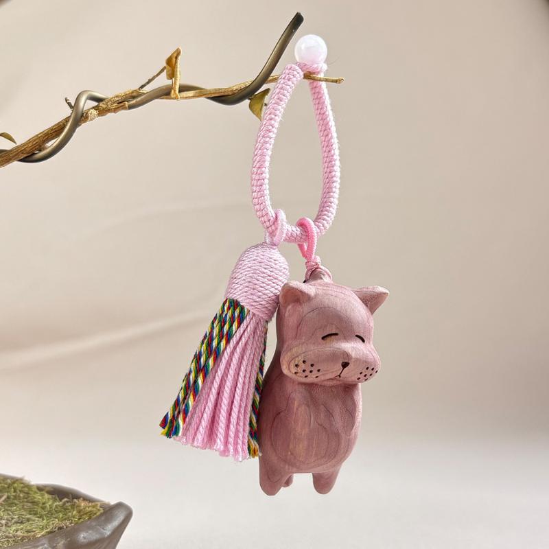 Quaste Handgefertigt Holzkatze Anhänger Taschen Dekoration Holzmaterial Katzen Schlüsselanhänger Geldfangende Katzen Tasche Anhänger