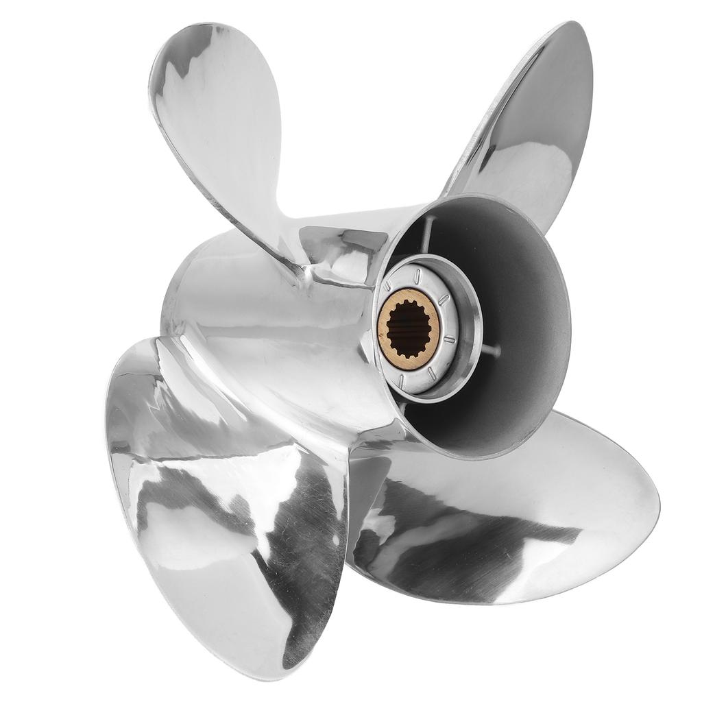 4 Blades Outboard Propeller Stainless Steel 13 X 19 RH Pitch Fit for YAMAHA 50‑130HP Engine