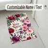 Floral Garden Theme Crystal Velvet Rug Personalized Custom Name Text Soft Floor Mat Home Decor