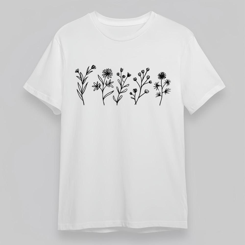Women's Plus Size Comfortable Classic T-Shirt Autumn Plants Botanical Sketch Tee