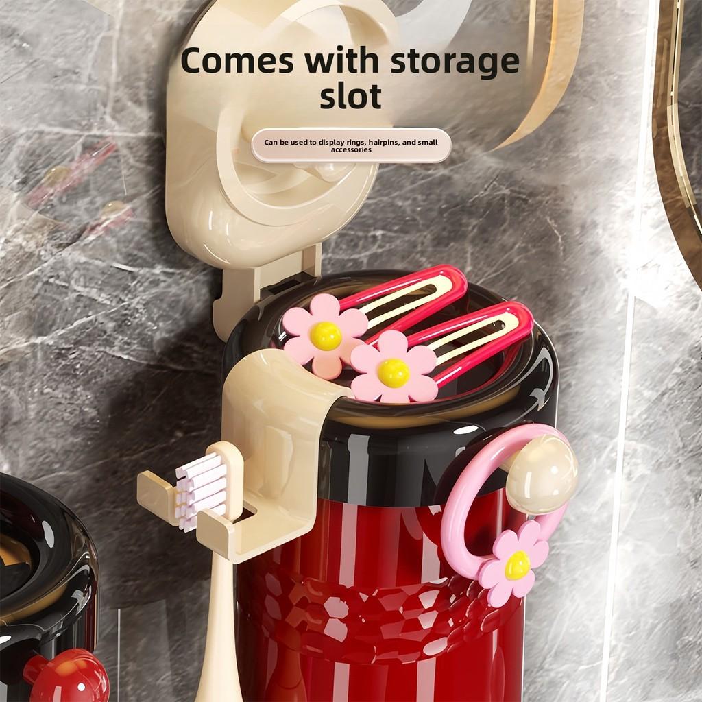 Plastic Suction Cup Toothbrush Holder And Cup Set For Bathroom Organization