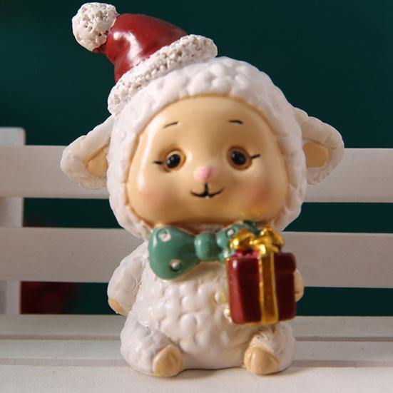 Yousheng Christmas Miniature Figurines Mini Resin Santa Claus/Snowman/Tree/Bear/Rabbit Figurine 3D Cute Christmas Statue for Home Desk Decor Dollhouse