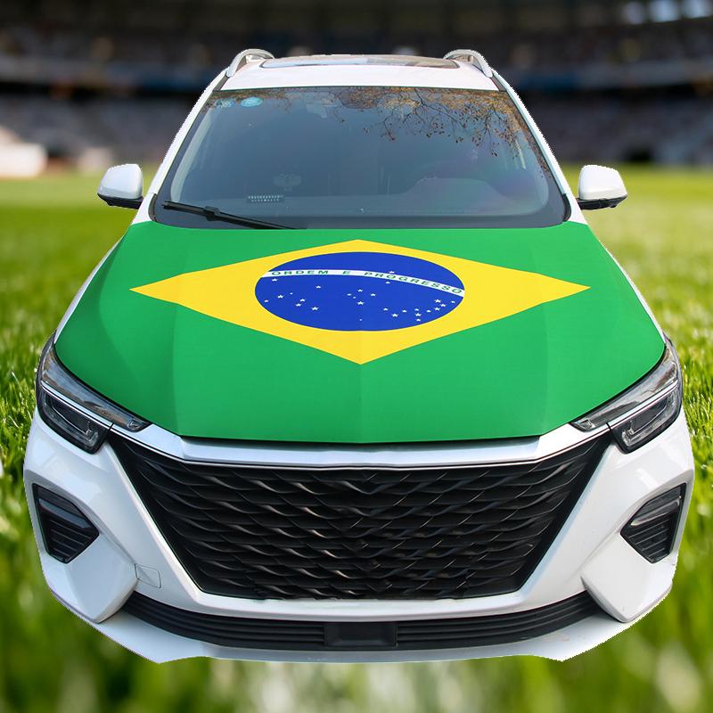 National Brazil Flag Car Engine Cover Brazilian Decoration Elastic Fabrics Truck Full Graphic Decor Bonnet Banner