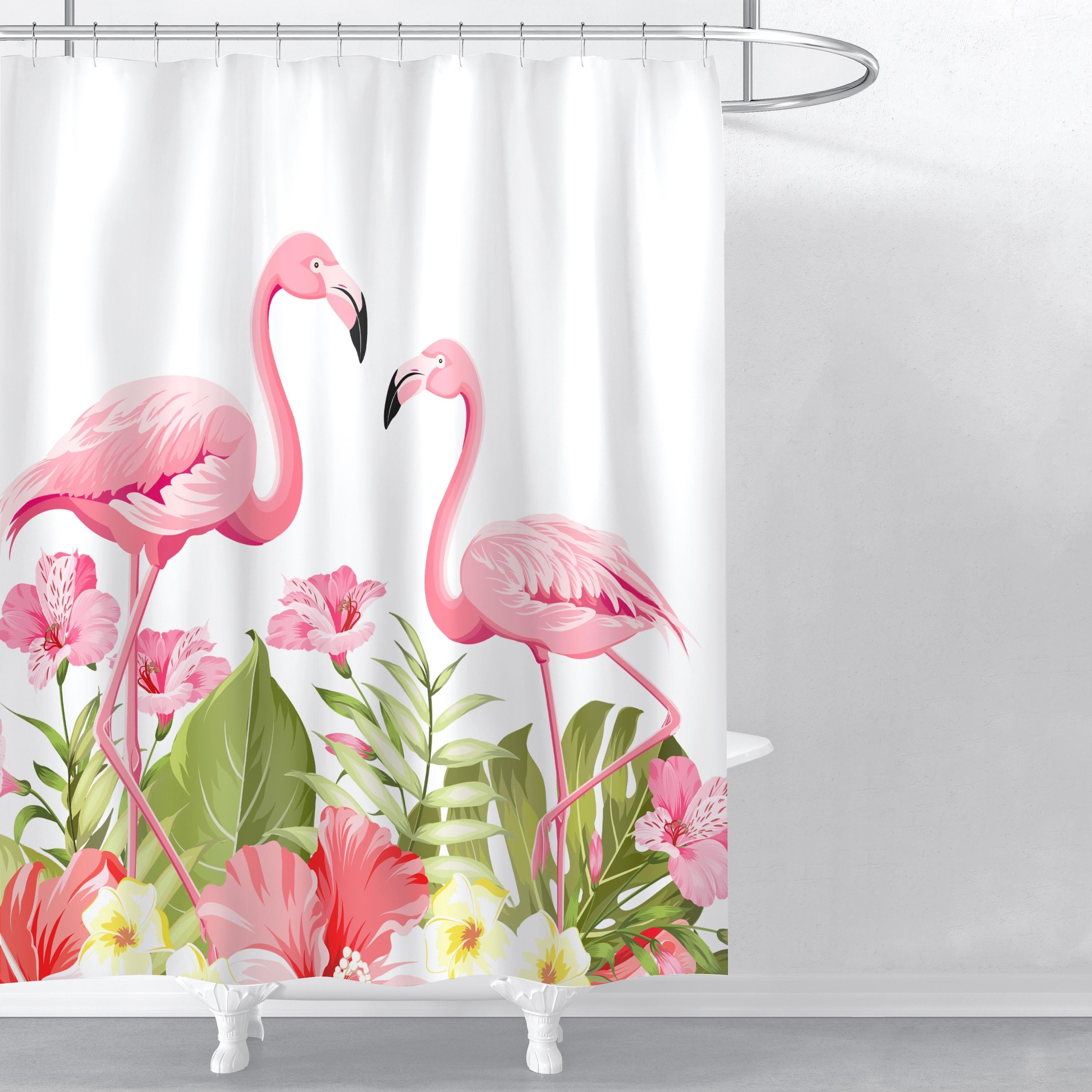 

Комплект занавесок для душа с рисунком фламинго - 72*72 дюйма с 12 крючками