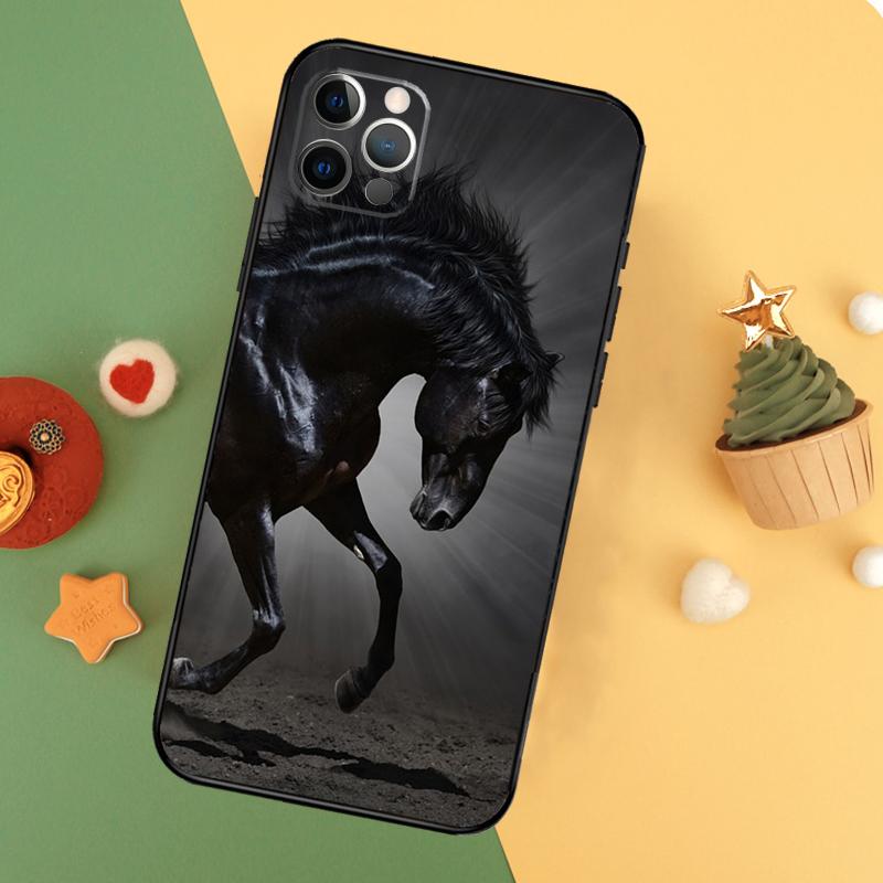 Beautiful Black Horse Phone Case For iPhone 17 16 14 13 12 11 15 Pro Max 12 13 Mini 16E 17 Air Shockproof Cover