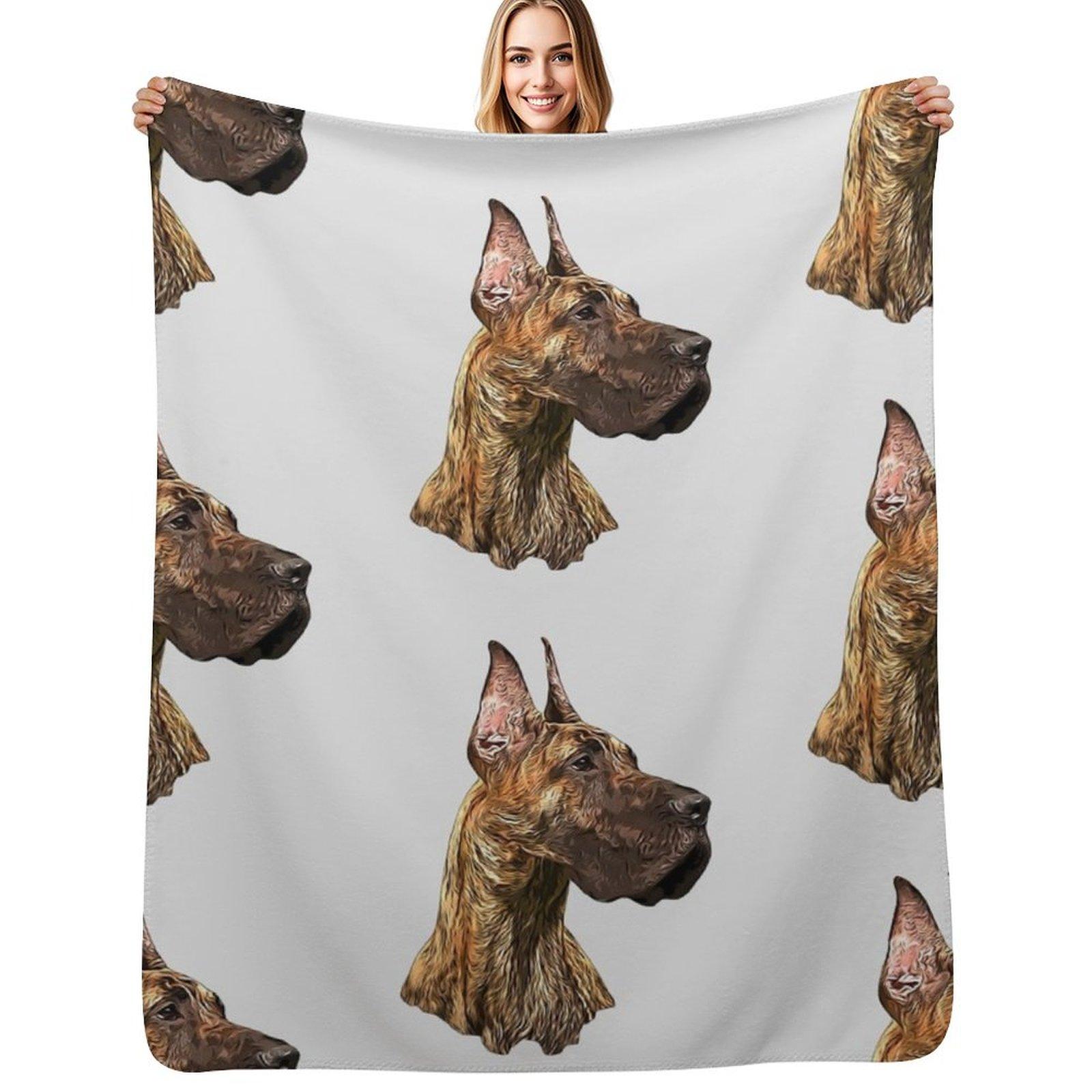 Great Dane Brindle Beauty Throw Blanket Air Conditioner Soft Blanket for Office Home Size: 75*100cm, Weight: 230 GSM