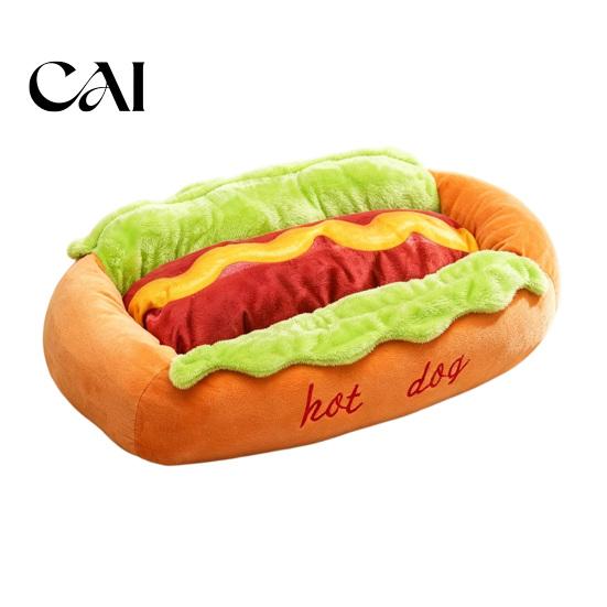 Duurzaam Polyester Huisdierenhuis Hotdog Bed, Verwijderbare Wasbare Mat, Gezellig Pluche Nest Warme Mat Schattig Bed voor Kleine Honden Katten Binnengebruik