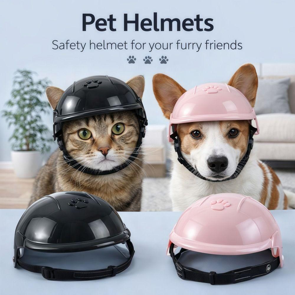 With Ear Holes Dog Cat Helmets Adjustable Dog Helmet Hat Pet Motorcycle Helmet  Pet Accessories