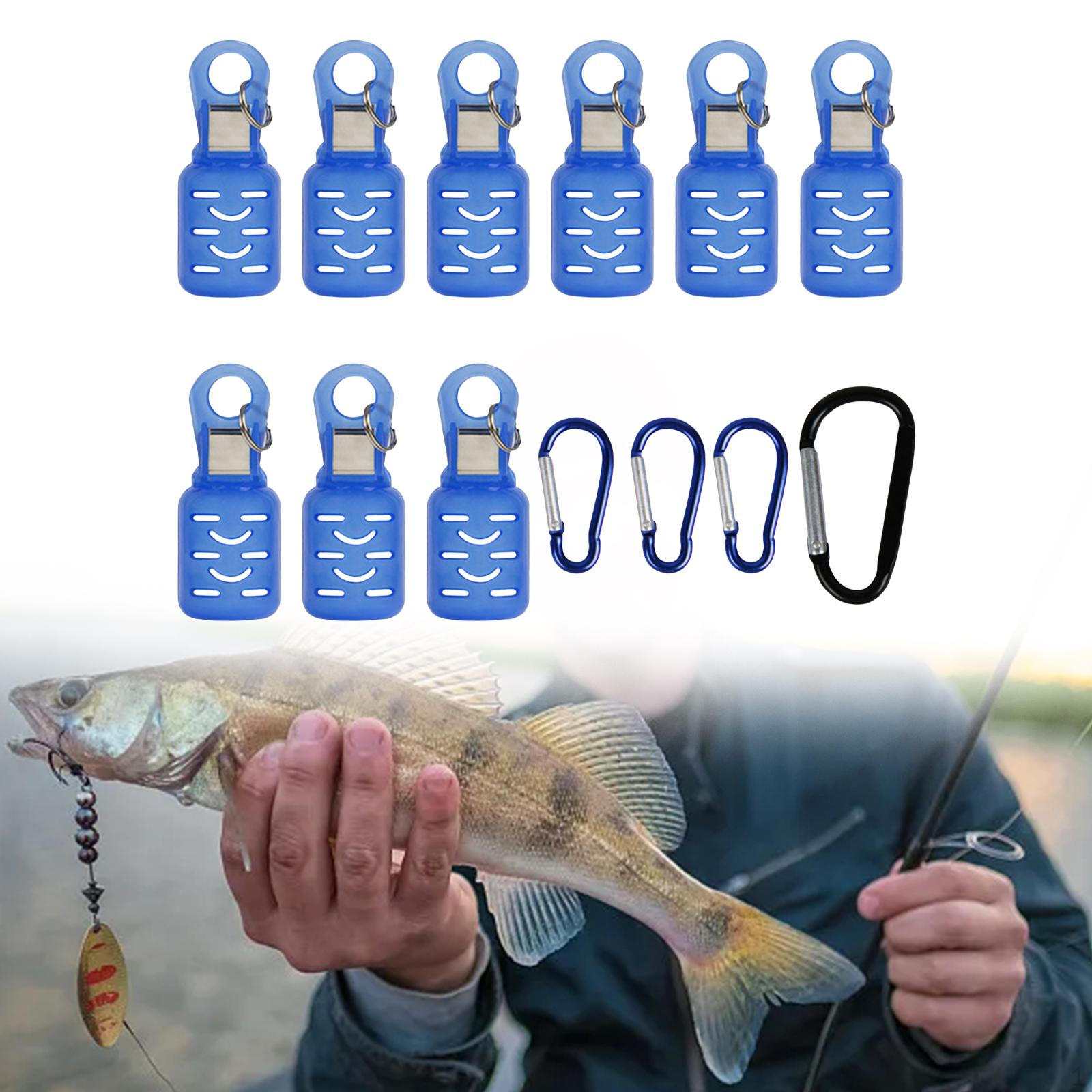 

9 Pieces Fishing Squid Hook Protectors with Carabiners for Jigs And Lures Blue S