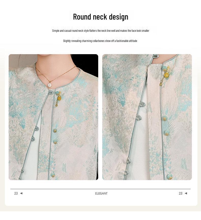 Women's Chinese Style Embroidered Jacquard Jacket, Round Neck, Spring/Autumn 2025 (YL715)