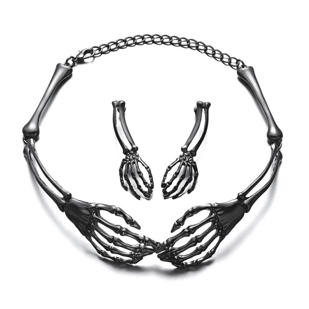 Hip Hop Chains Choker Earrings Set Gothic Punk Necklace Earring  Holiday Accessories